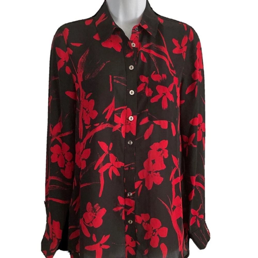 Guess Red Floral Button Down Shirt